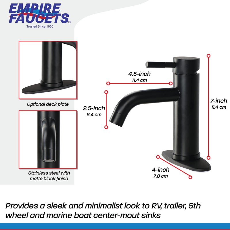Empire Faucets Quick Products Empire Brass VF77BMT-A Faucet Lav Single Lever Black - Image 2